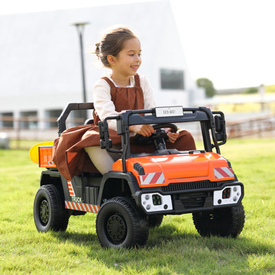 Tobbi Ride On Kids Cars With Remote Control, Moving Dump Bucket, Shovel, Music And Lighting For Kids 3-8 Years, Yellow