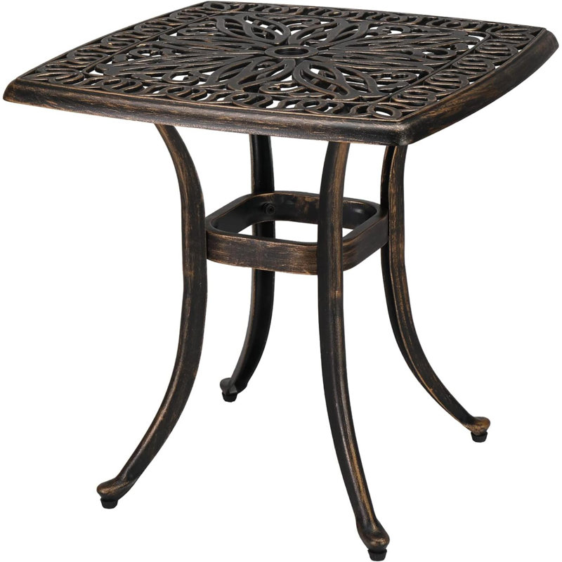 Table d'appoint extérieure en fonte d'aluminium , Brun