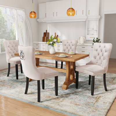 Velvet Upholstered Dining Chairs Set of 4