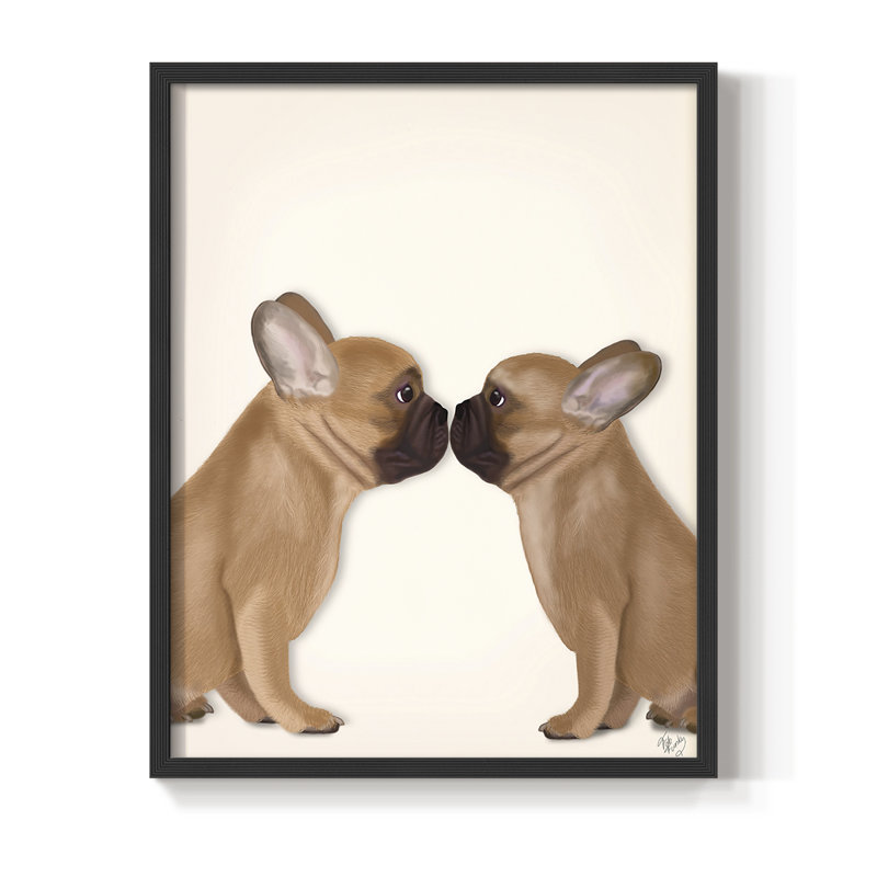 «French Kiss» gros plan, reproduction encadrée - bois massif, Cadre simple noir, H 10 po x l 8 po