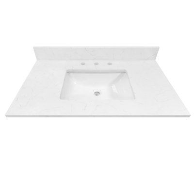 Comptoir de meuble-lavabo en quartz 37 po avec lavabo et dosseret Carrare