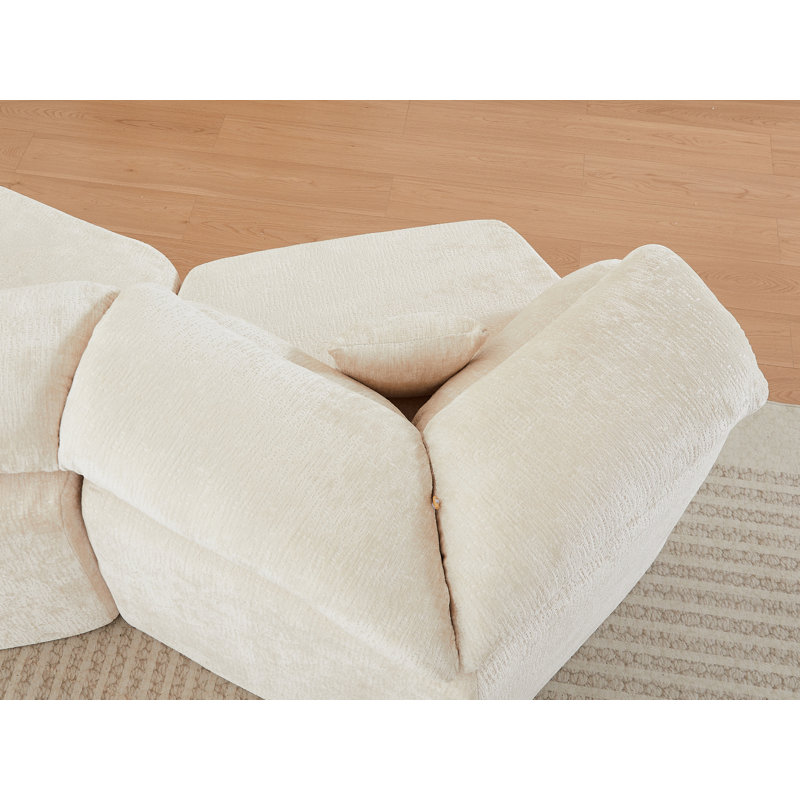 Canapé modulaire 51 po, Velours côtelé beige