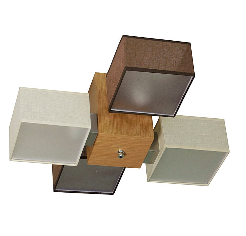 Miranda Semi Flush Mount, Teak, Brown/Cream, translucent