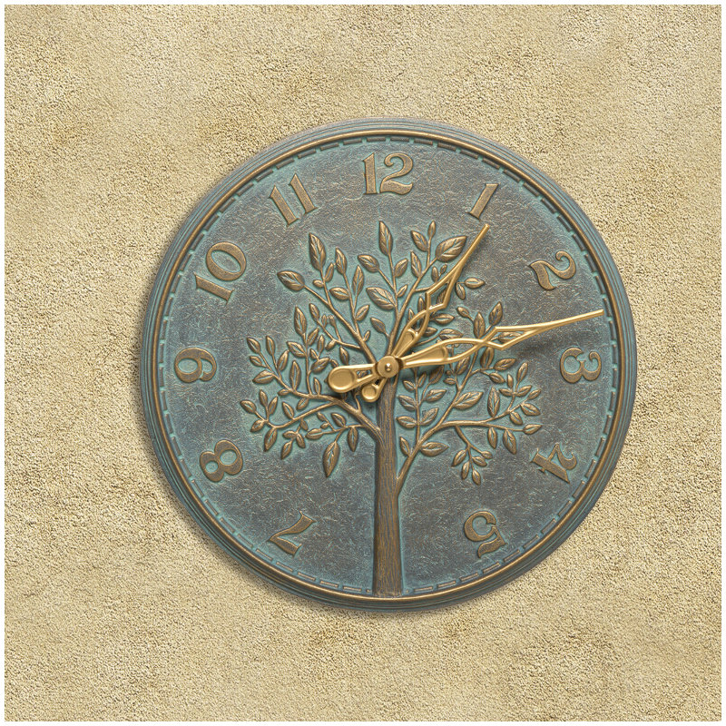 Tree of Life 16" Wall Clock, Bronze Verdigris