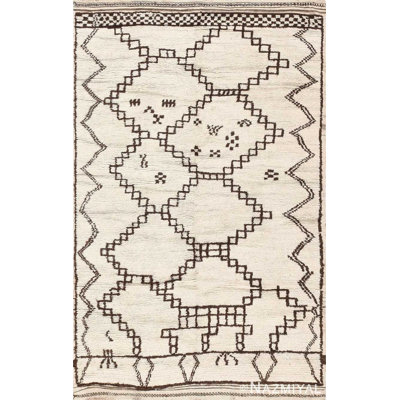 Tapis marocain rétro ivoire brun