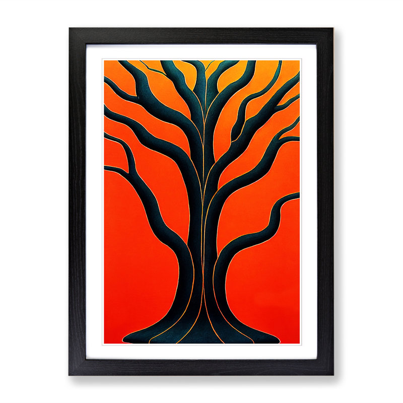 Tree Indian - Single Picture Frame Print, 64cm H x 46cm W x 2cm D, Walnut