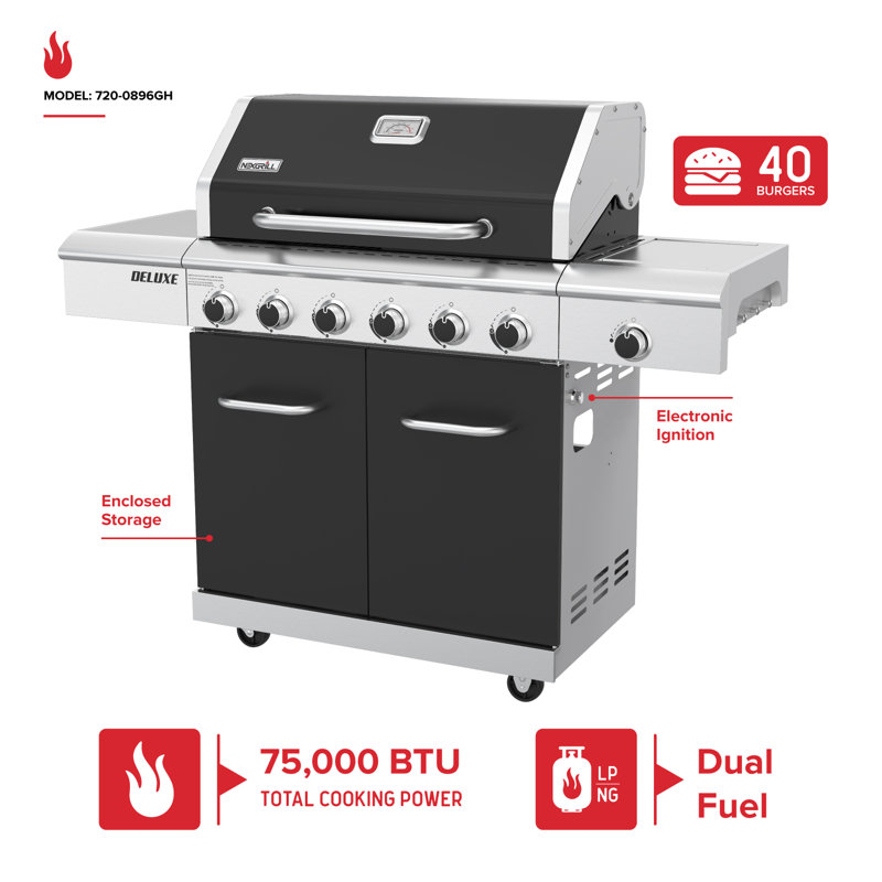 Nexgrill Deluxe 6-Burner Dual Fuel Propane Gas Grill - Thumbnail 3