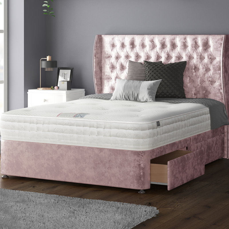 Mandalay Divan Bed Base, Pink, Super Kingsize, 4 Drawers