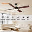 Ventilateur de plafond d'intérieur noir mat moderne de 54 po avec accent en laiton et télécommande DEL Mexa-507609349