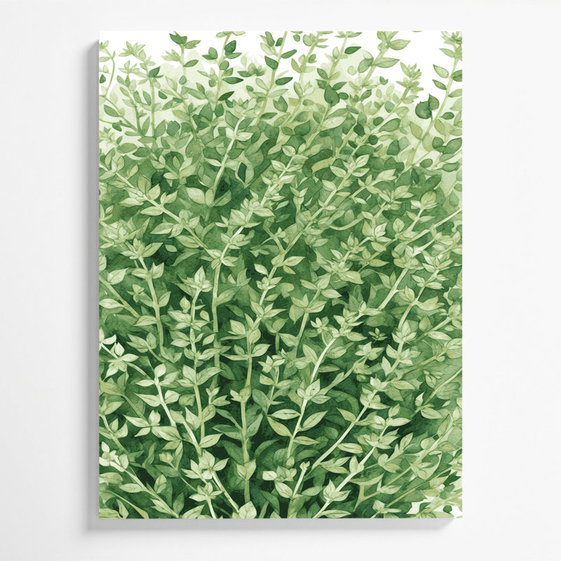 "Watercolor Botanical 62", art mural sur toile verte, H 11 po x l 14 po