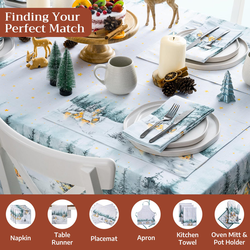 Nappe 100 % coton Maison d'Hermine Neige de Noël - 60 po x 108 po, 60" x 108", Neige de noel