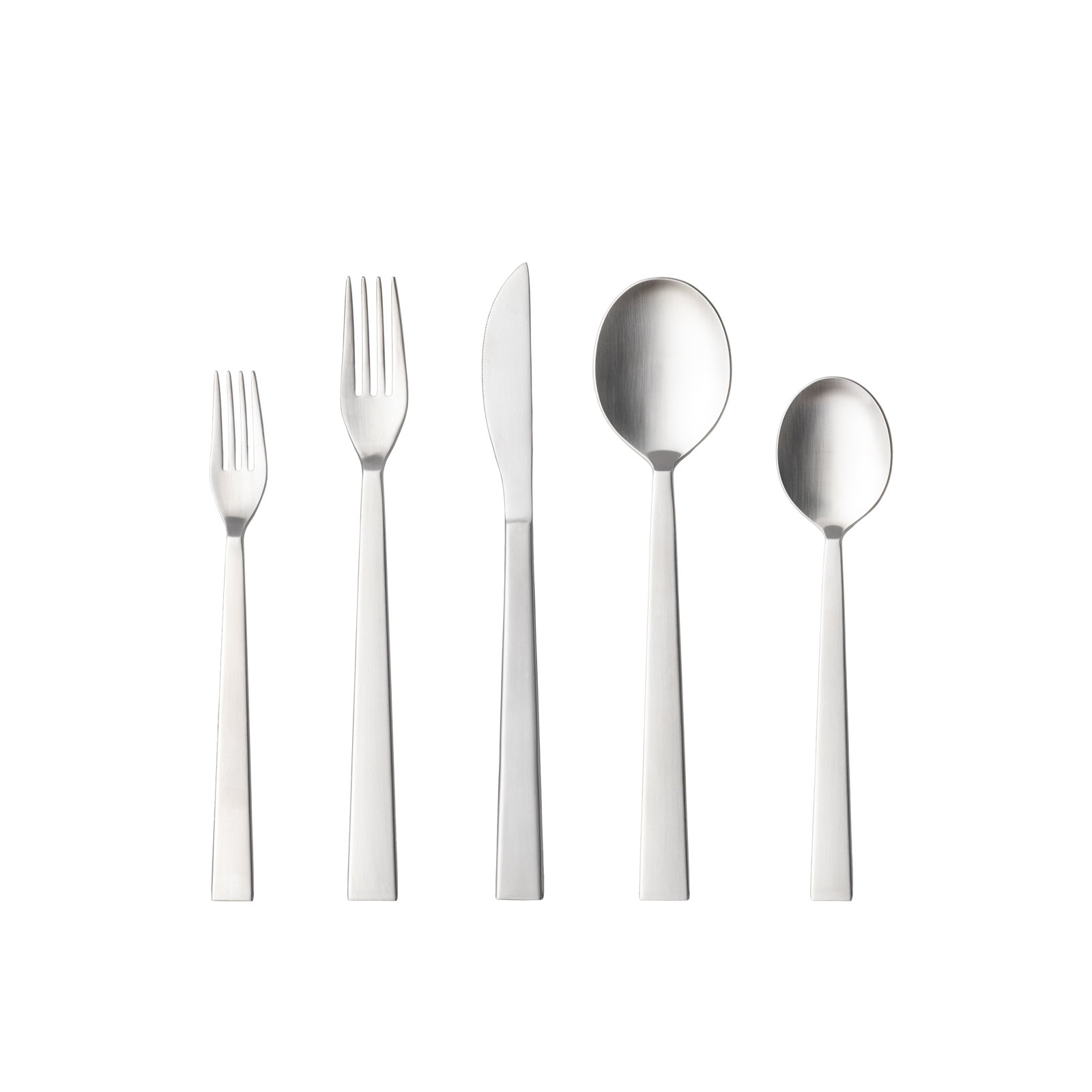 Sen Flatware 5 Pieces, Brushed Silver