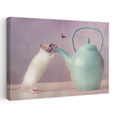 Sweet Rat Teapot Ladybug Playful Whimsical Contemporary Ladybug Wall Art Print