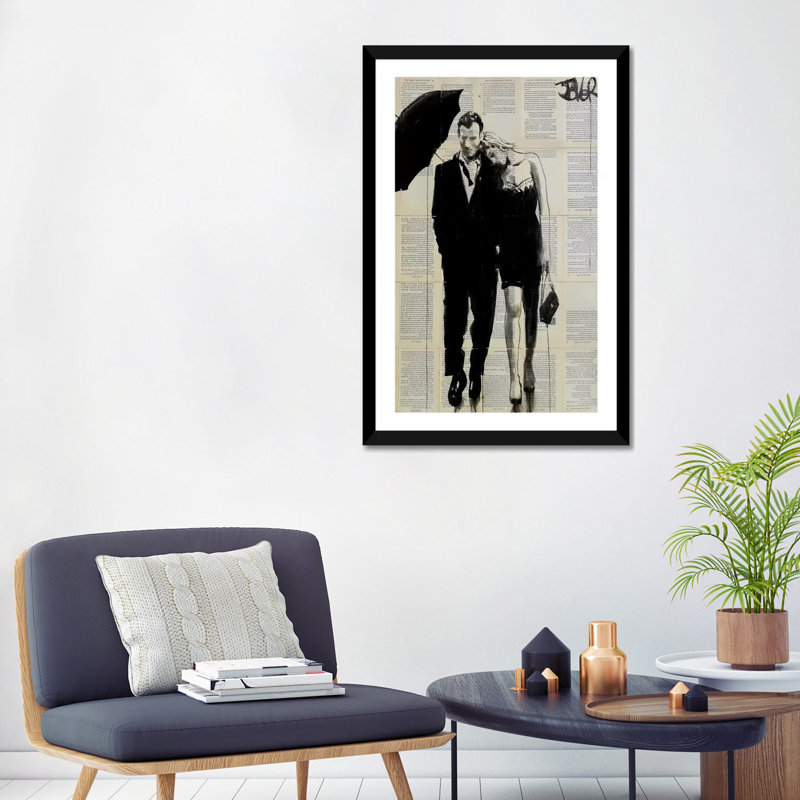 Impression d’art graphique, "each other" par Loui, Blanc, Papier encadré noir, H 32 po x l 24 po x P 1 po