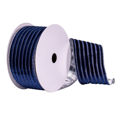 Vickerman 2.5" X 10 Yd Gold Back Ribbon 2.5'' Striped Fabric Ribbon