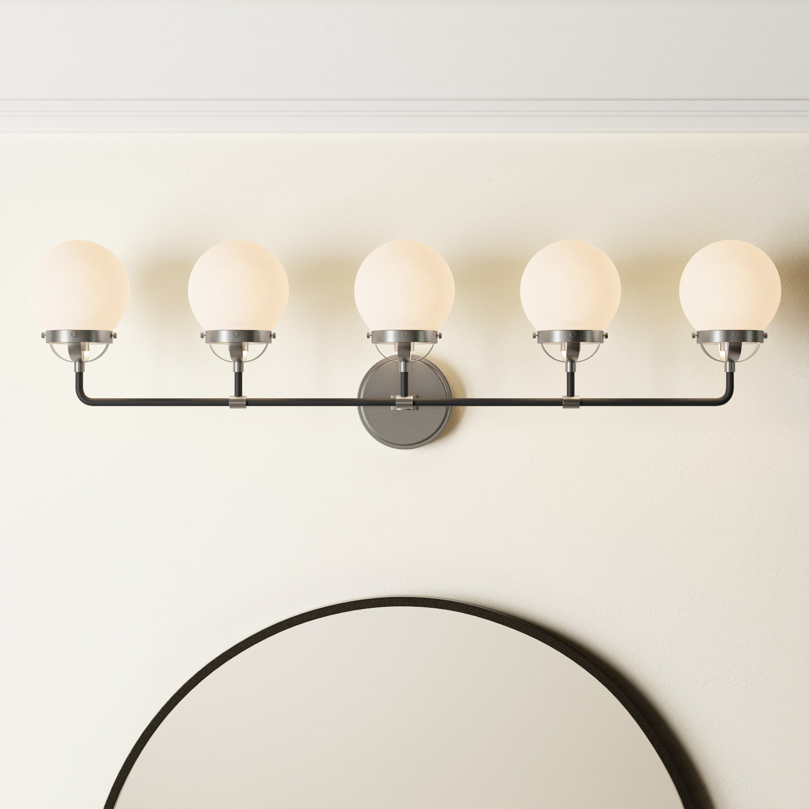 Newport 5-Light Steel Vanity Light , Brushed Nickel, No 