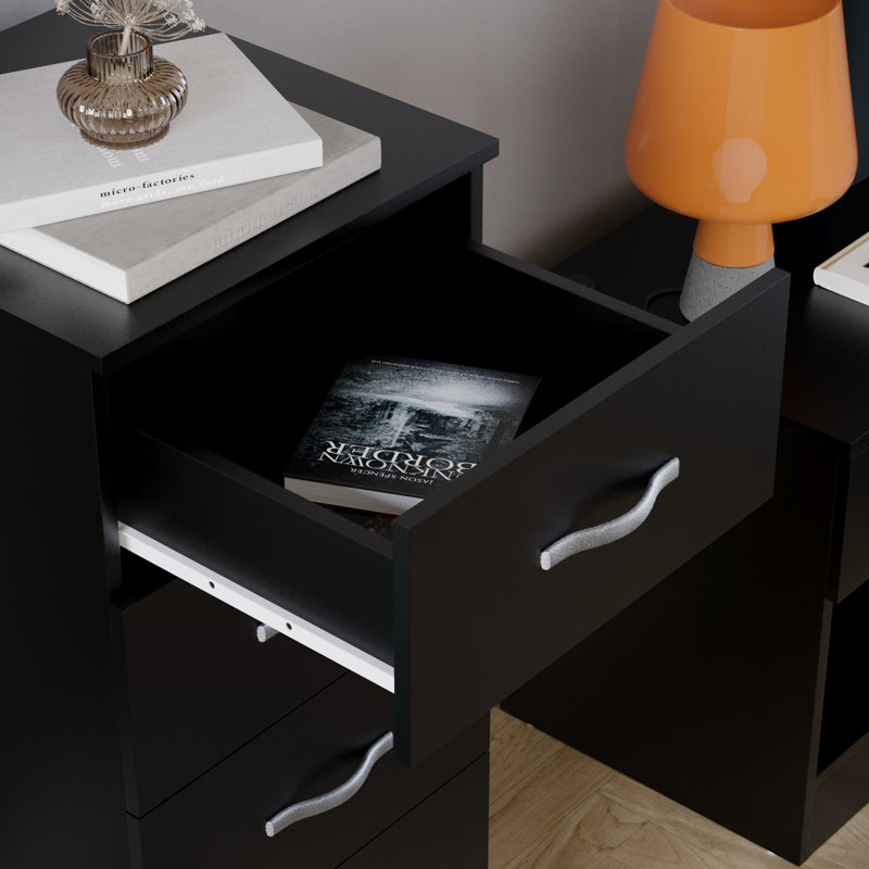 Maybery 34.5cm W 5 - Drawer Chest of Drawers, Black