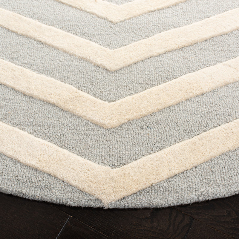 Sanyla Hand Tufted Wool Chevron Rug, Round 6'