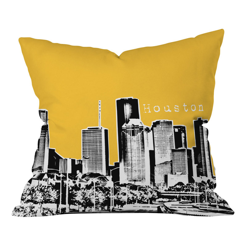 Coussin houston Bird Ave, 16 po x 16 po, Jaune