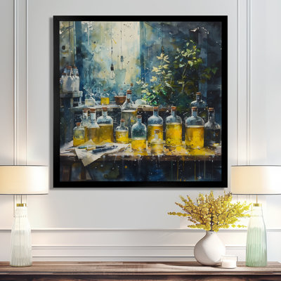 Art mural bleu et jaune, laboratoire de recherche chimique II - Laboratoires