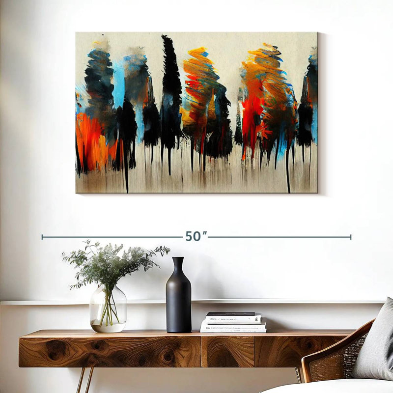 Forêt d'automne abstraite Avery, H 26 po x l 39 po