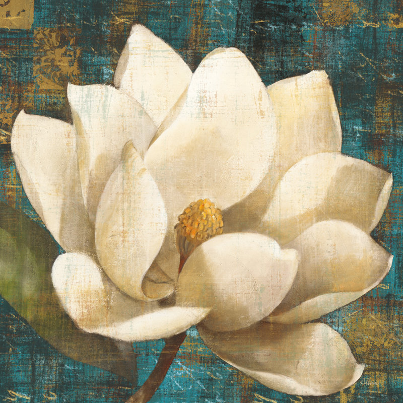 Magnolia Blossom Turquoise by Albena Hristova - Wrapped Canvas Painting, 51cm H x 51cm W