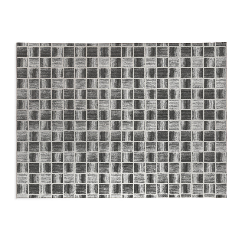 Tapis de cuisine léger antidérapant Tally Blocks, Rectangle 4pi x 6 pi, Ivoire/gris anthracite