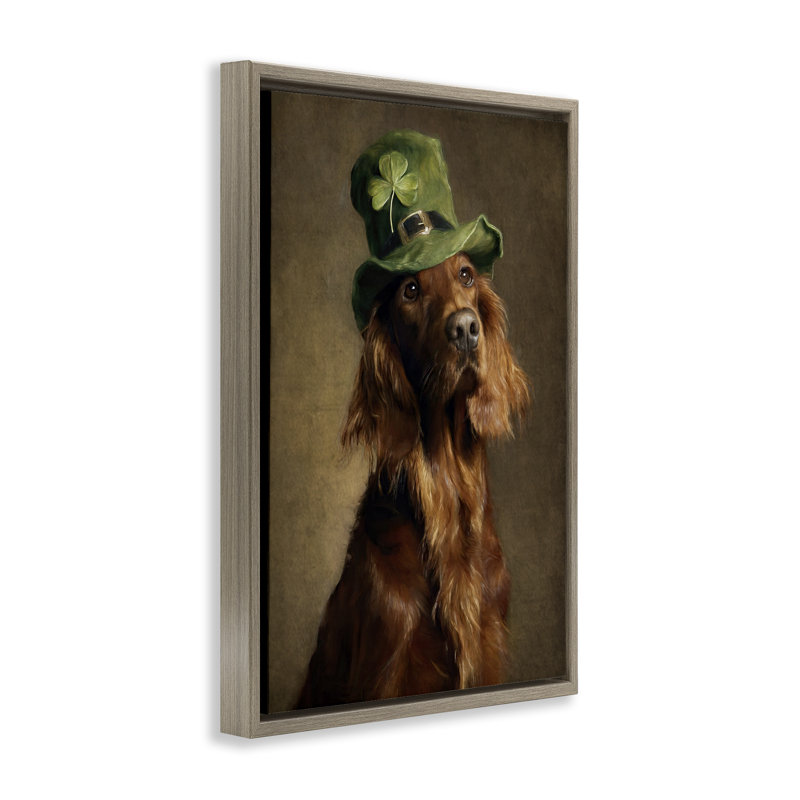 Cadre flottant The Setter irlandais, design par Tina LeCour, H 31 po x l 21 po, Montalcino orme flottant encadré