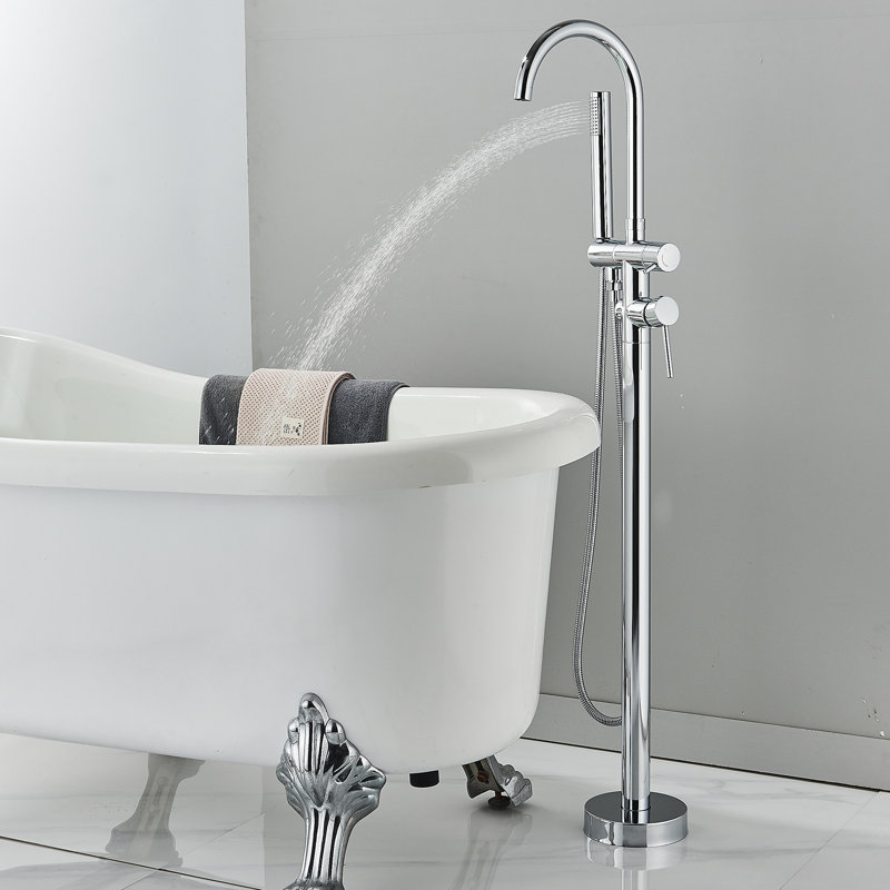 Bec de baignoire au sol avec inverseur et douchette