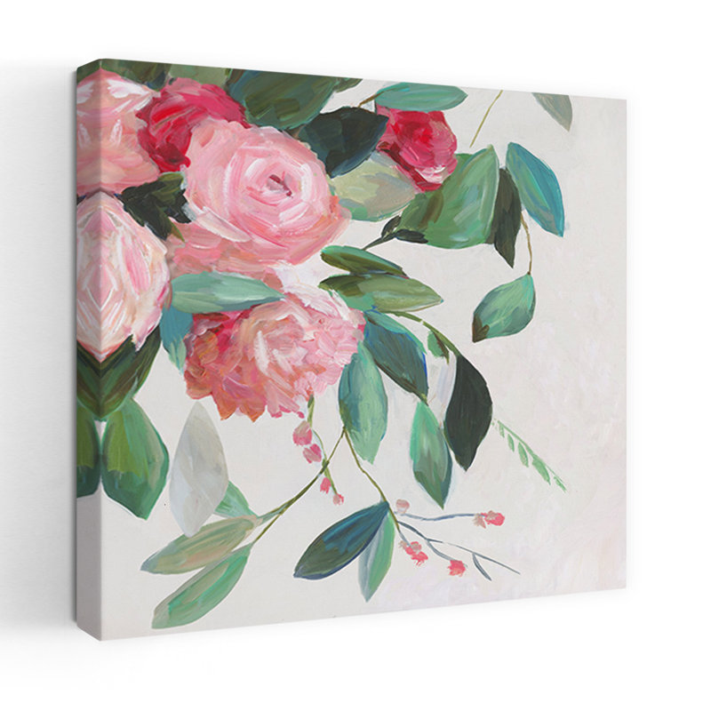 Fleurs rouges, art floral délicat et organique, H 36 po x l 36 po