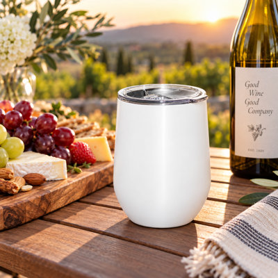 Verre à vin isotherme OGGI avec couvercle, 35 cl, en acier inoxydable, sans pied, à double paroi, idéal pour le vin rouge, le vin blanc, les cocktails et les réceptions en extérieur.
