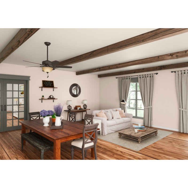 132cm Ceiling Fan with Light Kit, Brazilian Cherry/Yellow Walnut, New Bronze