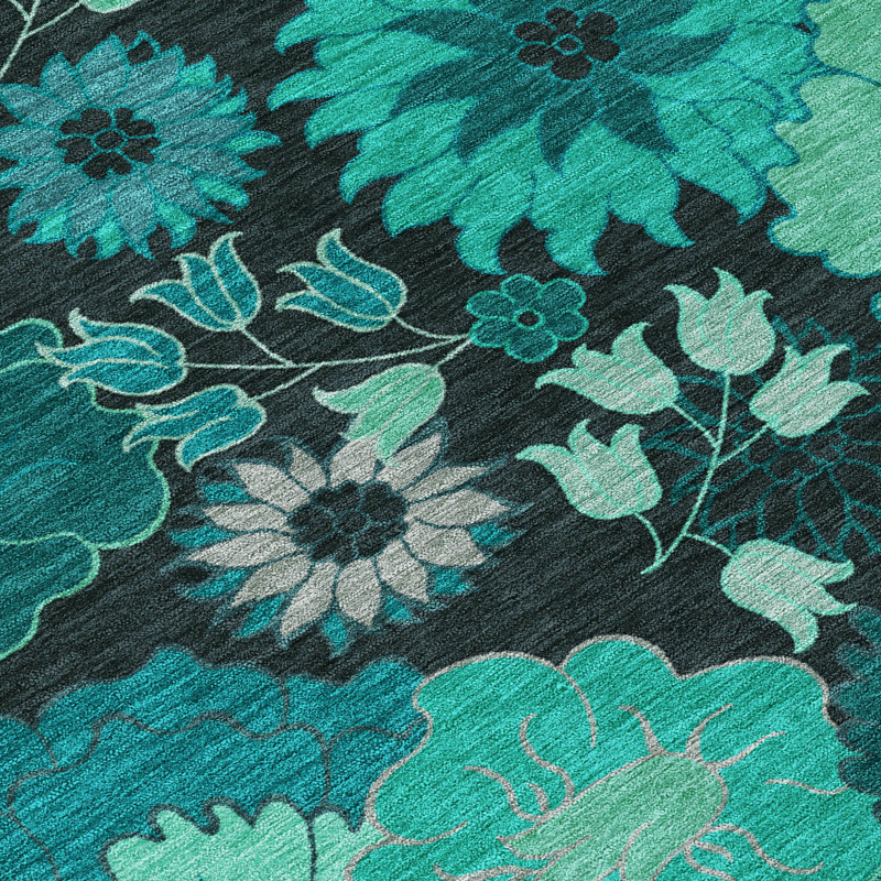 Machine Washable Indoor/Outdoor Chantille ACN2295 Floral Rug, Rectangle 1'8" x 2'6"