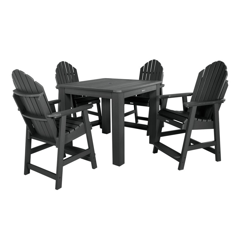 Anette 4-Person 42" Square, Counter-Height Dining Set, Black