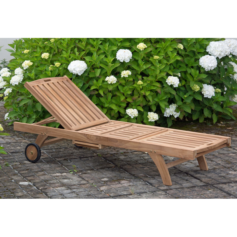Emerfield 200cm Long Reclining Teak Single Chaise
