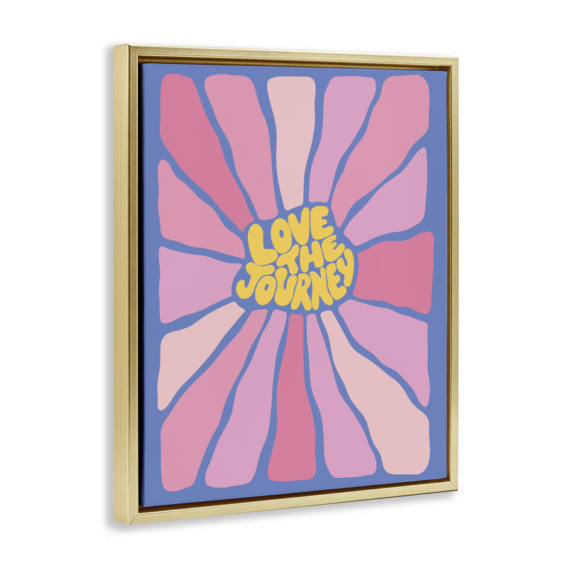 Art mural rétro sur toile flottante encadrée par Love, Cadre flottant métallique doré, H 31 po x l 25 po