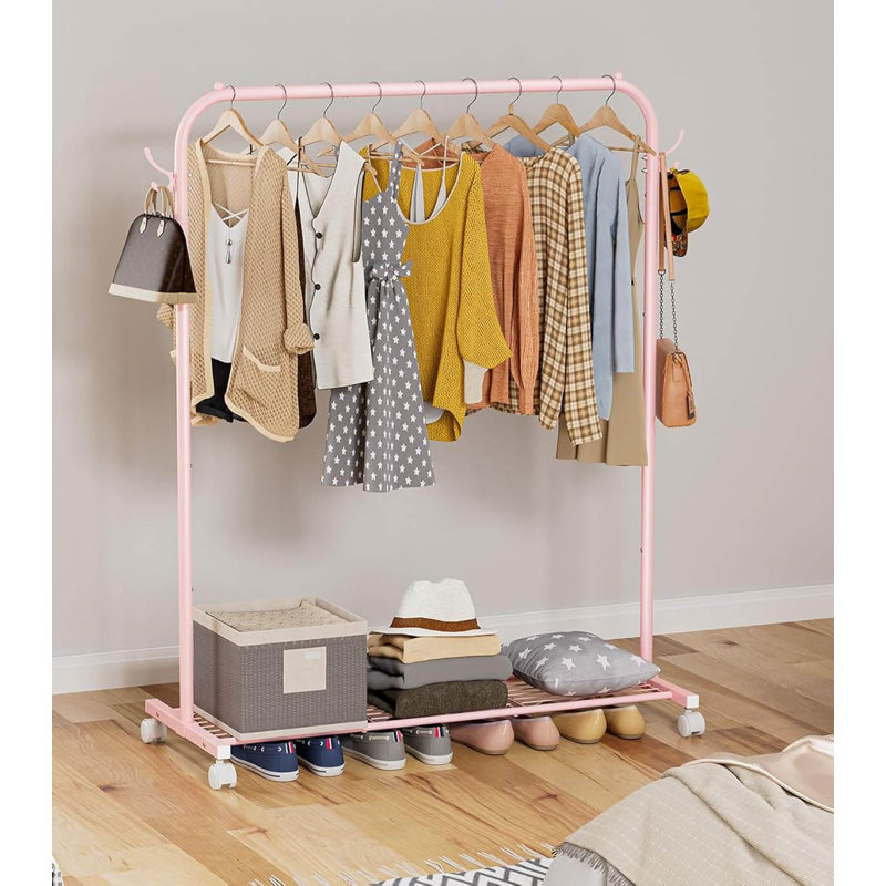 Metal Freestanding 2 - Hook Coat Rack, Pink