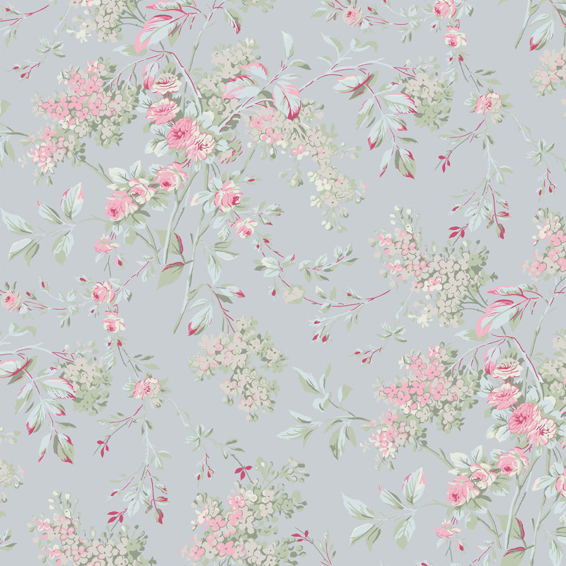 Rachel Ashwell Chelsea White Wallpaper, Blue