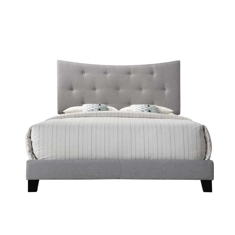 Gray Fabric Bed - Elegant Headboard And Supportive Structure Design Stable
