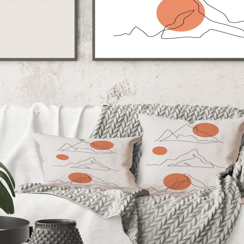 Mountain Range with Moons Rectangular Pillow Cover & Insert