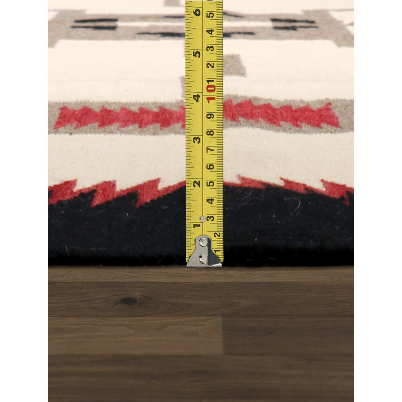 Rectangle Tuscany Southwestern Handmade Flatweave Wool Area Rug in Red/White/Brown, Rectangle 5'2" x 7"