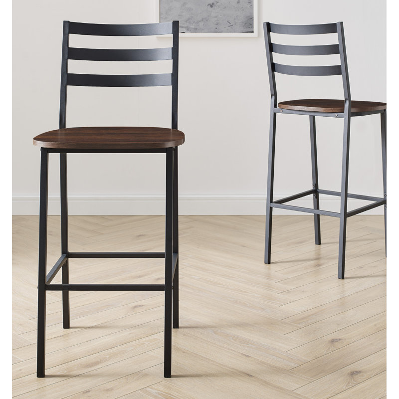 Tabouret de comptoir industriel 26 po Margr, Noyer foncé