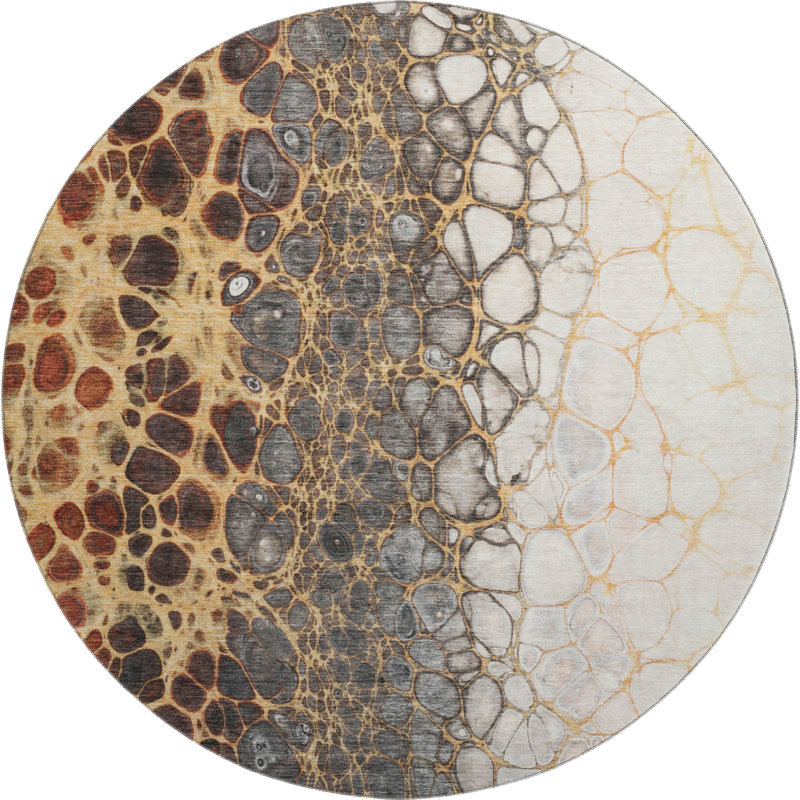 Premium Machine Washable Kolten Ivory Rug, Round 8'