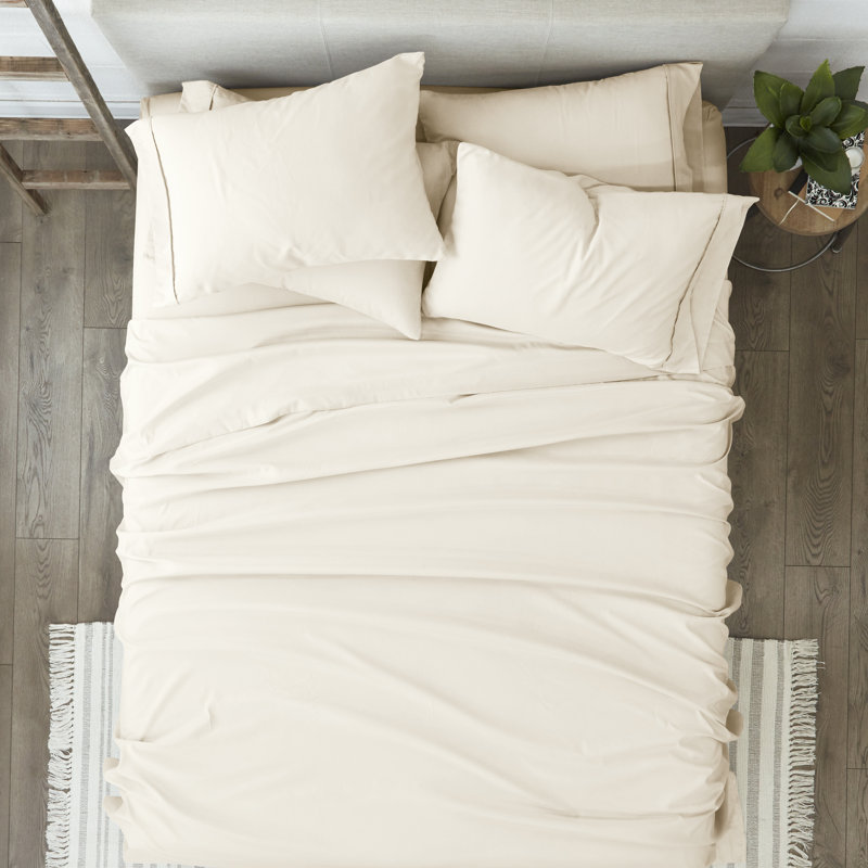 Ultra Soft Double-Brushed Microfiber Sheet Set + 2 Bonus Pillowcases, Queen Sheet Set + 5 Additional Pieces, Ivory