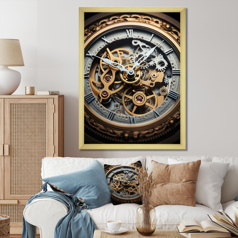 Horloge, horloge dévoilée II - impression sur toile tendance, Encadrement doré, H 32 po x l 24 po x P 1 po