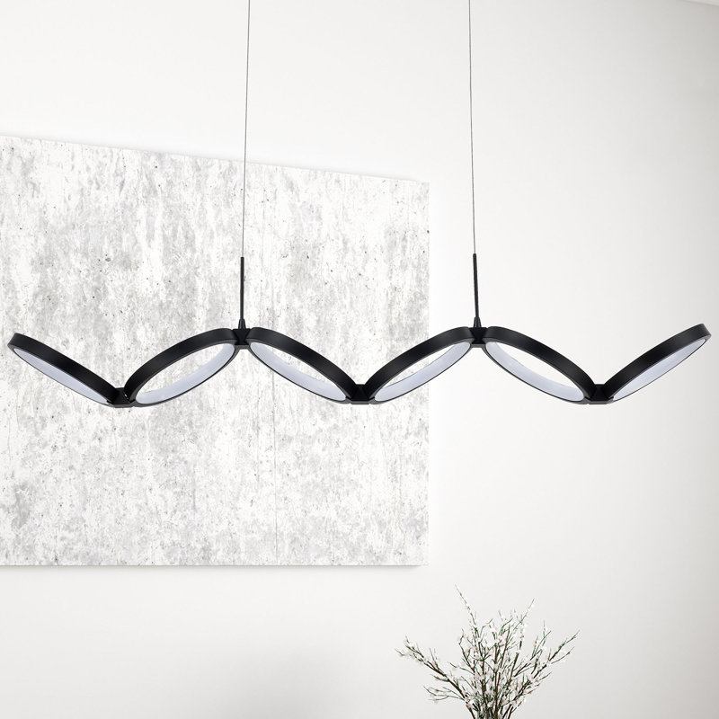 Luminaire suspendu géométrique à DEL 1 lumière Faheemah, Noir mat