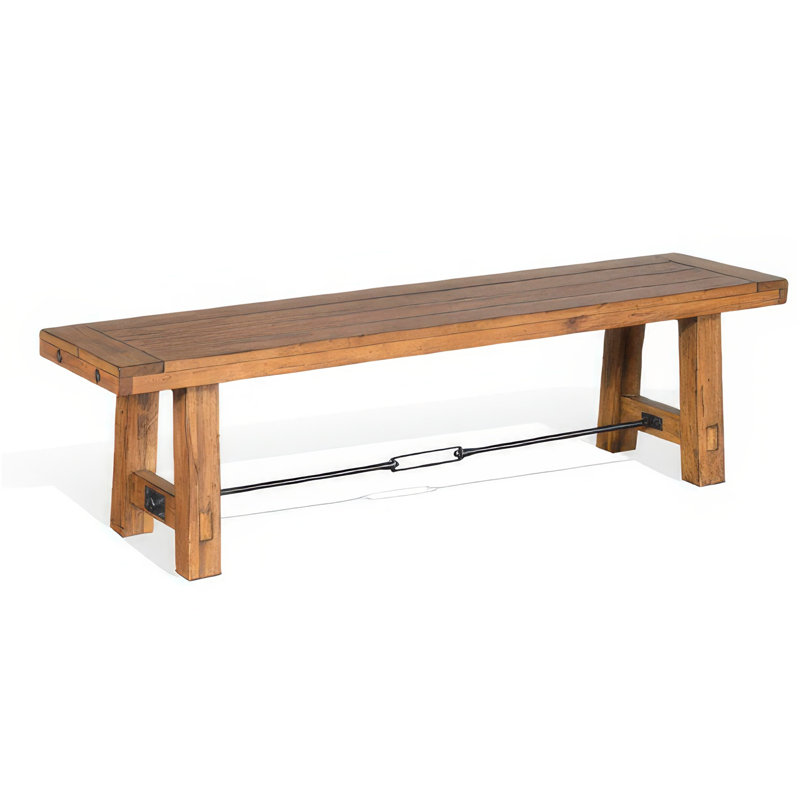 Banc de salle à manger Jake, acajou brun clair, accent Turnbuckle, 64 po
