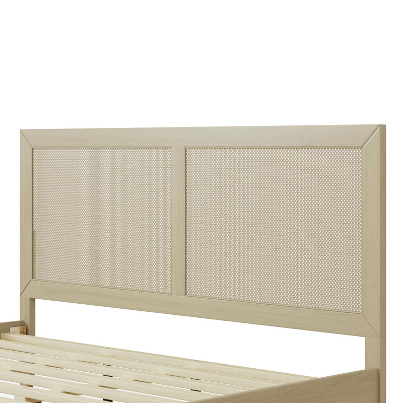 Behre Woven Rattan Cane Solid Wood Bed, California King