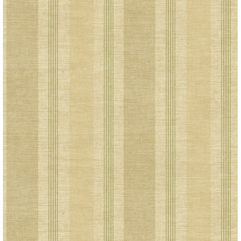 Papier peint rayé en lin Seaonia Designs, Beige/vert