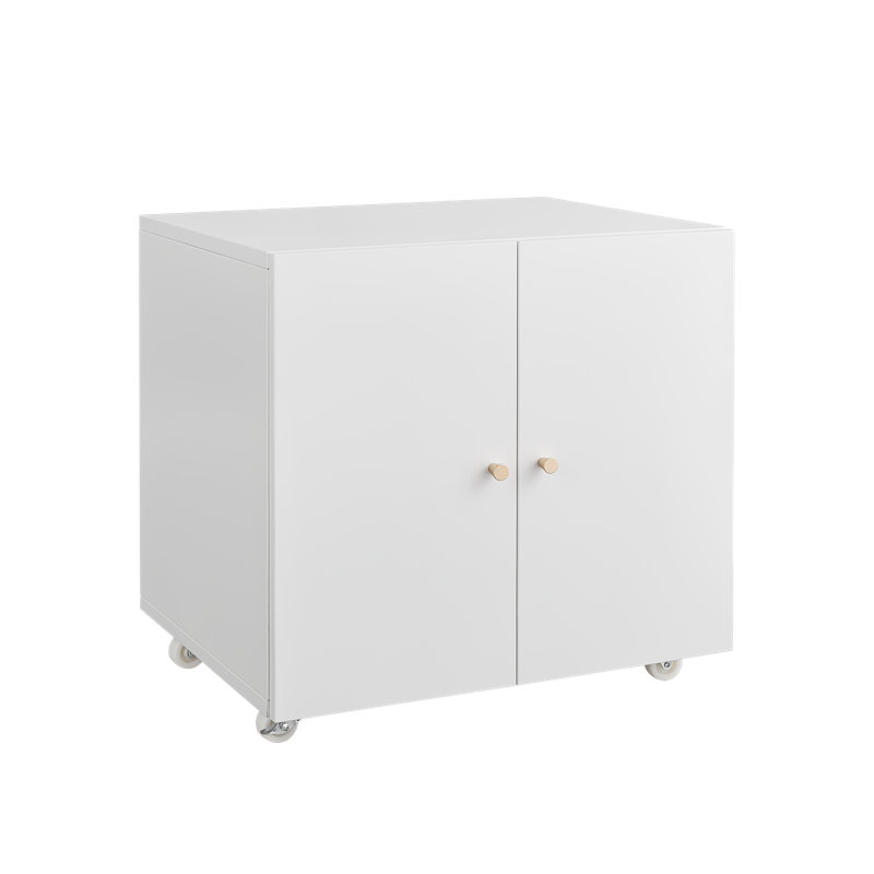 Mobile Printer Stand with File Storage Cabinet and Wheels, White